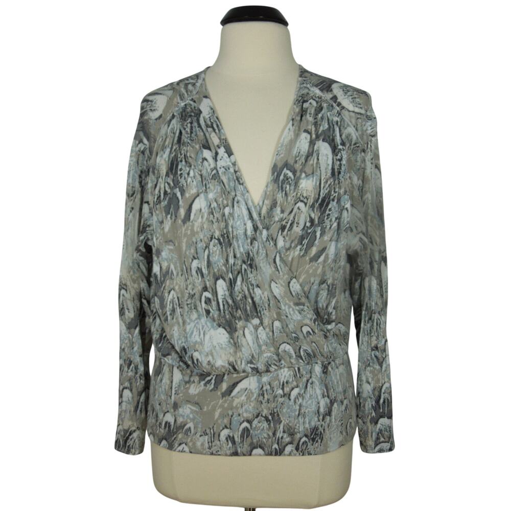 JENNIFER LOPEZ Top L LARGE Womens Printed Surplice